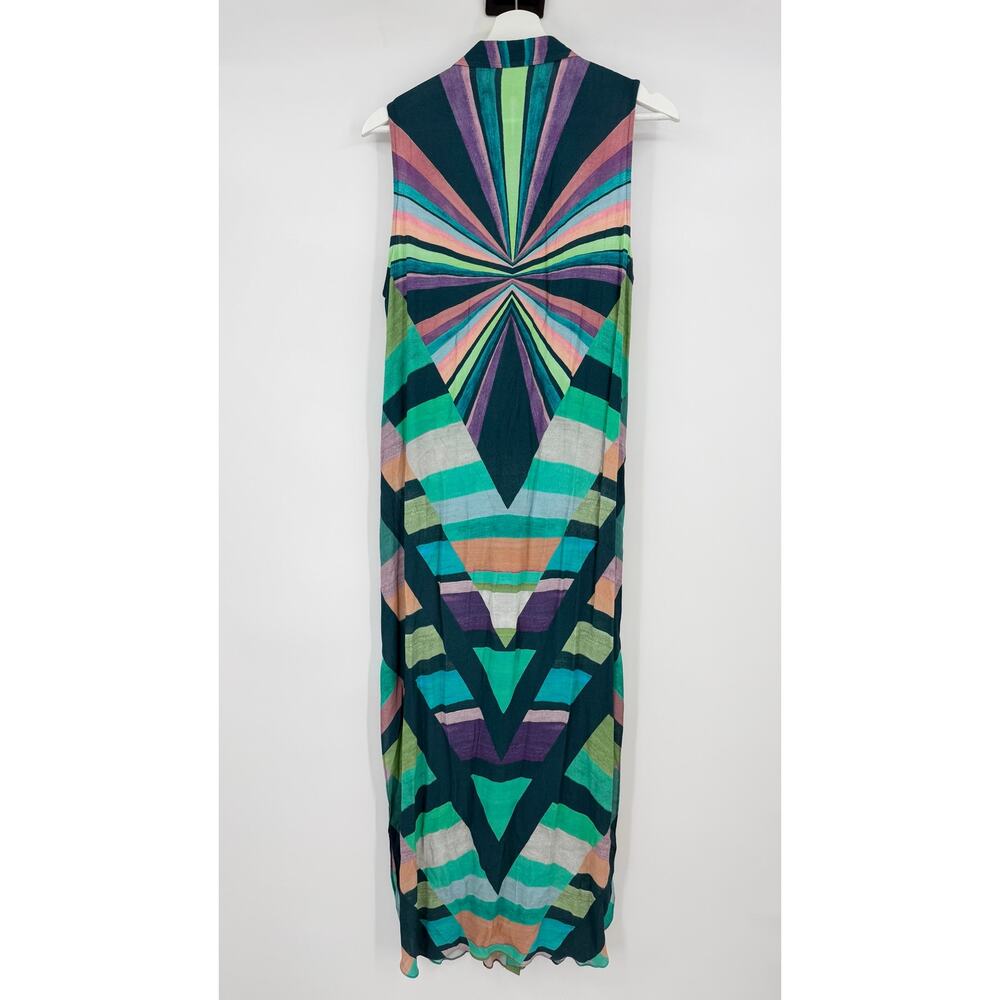 Mara Hoffman | Prism Kaleidoscope Technicolor Tribal Maxi Shirt Dress S - Picture 3 of 13